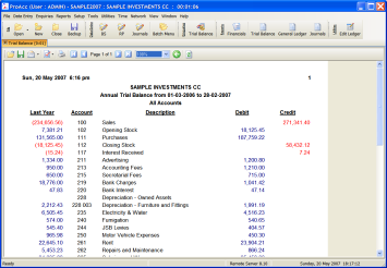 Trial Balance Report